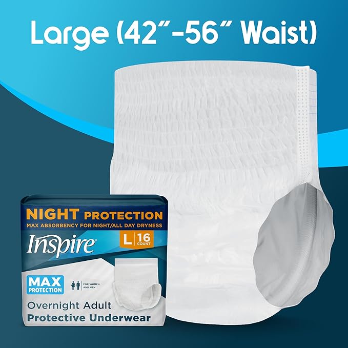 Inspire Adult Diapers Women or Men - MAX Absorbency | Our Most Absorbent and Dry, Incontinence Underwear for Women or Men | Leak Proof Diaper Overnight or Daytime for Heavy