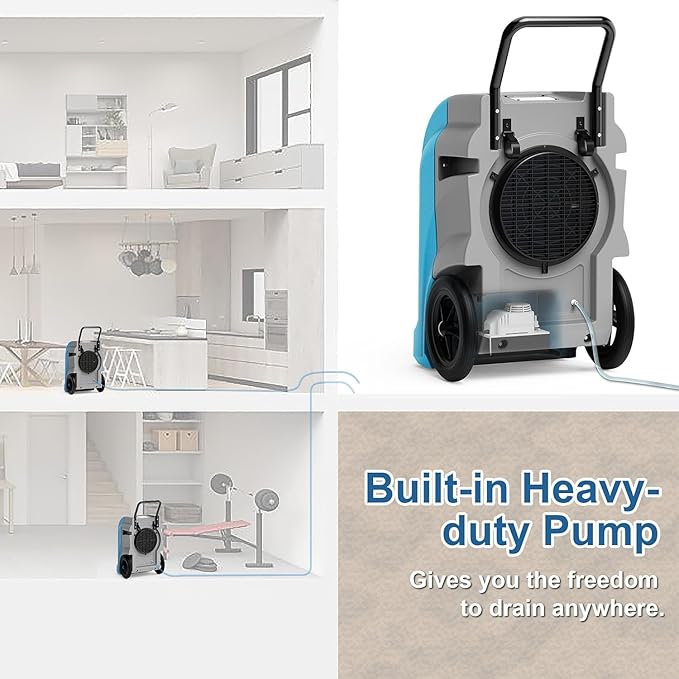 ALORAIR 270 PPD LGR Commercial Dehumidifier with Pump & Drain Hose, Portable Industrial Dehumidifiers with Wheels for Water Damage Restore, Basement, Garage, 6 Years Warranty