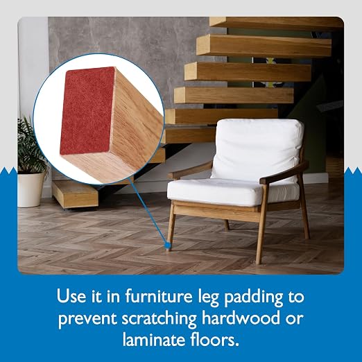 FindTape Polyester 1.5mm Felt Tape – 2 in. x 10 ft. Felt Strips with Adhesive Backing and Furniture Strips, Great for Arts and Crafts, Classrooms, and Protecting Furniture (Red)