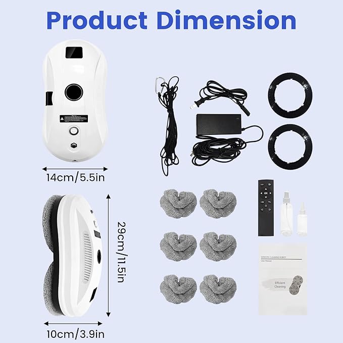 Window Cleaning Robot, Auto-Spray Window Cleaner, AI Path Planning & Edge Detection, 3000Pa Suction, Remote Control, Ideal for Glass Windows that are Difficult to Reach Manually