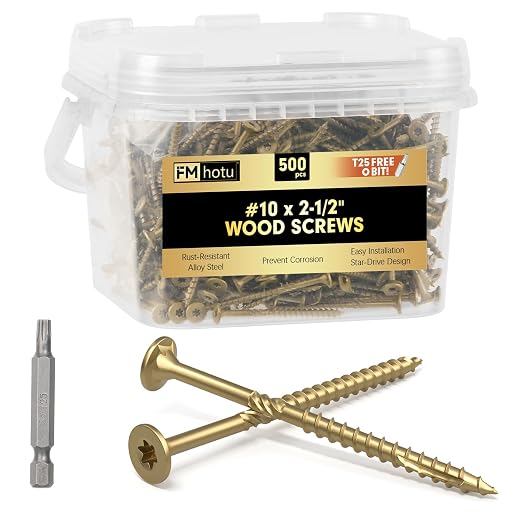 #10 x 2-1/2” Deck Screws, 500Pcs Star Drive Wood Screws | Rust Resistant Timber Screws for Timber/Log/Landscaping Wood, T25 Star Bit Included, Gold