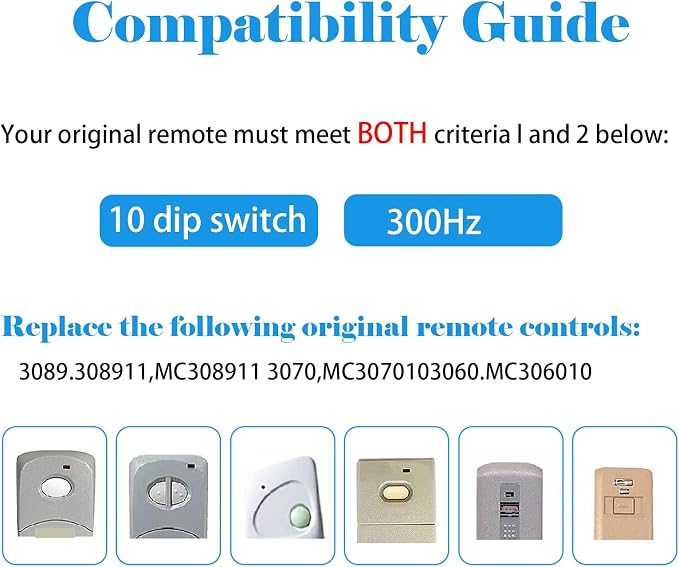 3 for 10 Pin Multicode Stanley Gate Door Opener Remote 300MHz & 310MHz | 10 Dip Switch,Compatible with 10 digit Multi-code Garage Door Opener Control Transmitter,3089 3070 3060 1089 1050