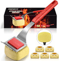 Grill Brush Bristle Free with 5 Replaceable Pads, BBQ Grill Brush Replaceable Cleaning Head, Grill-Cleaner Brush for Cast Iron/Stainless Steel Grates, Gift for Men Dad-Red