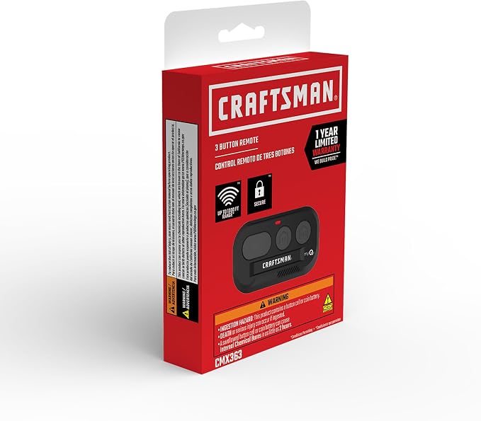 Craftsman Genuine 3-Button Garage Door Opener Remote | Ultra-Secure Encryption, 1-Year warranty, Controls up to 3 garage doors