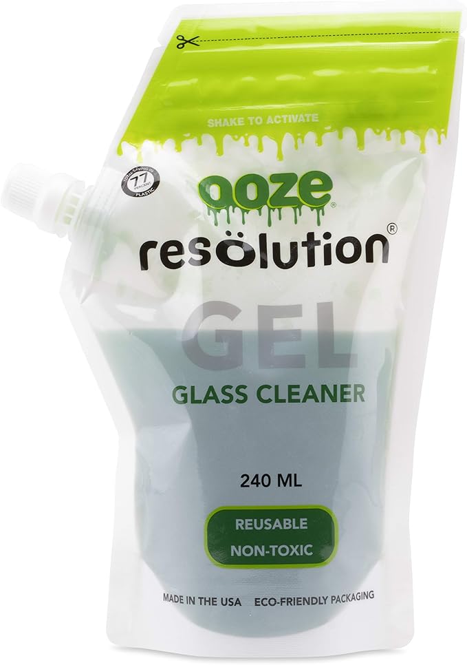 RESÖLUTION Ooze Resolution Gel Glass Cleaner (2 Pack 240ml Each) - Liquid Cleaning Solution Natural Clay-Based Non-Toxic Formula Glass and Metal Cleaner - Reusable - Non Abrasive Grunge Off