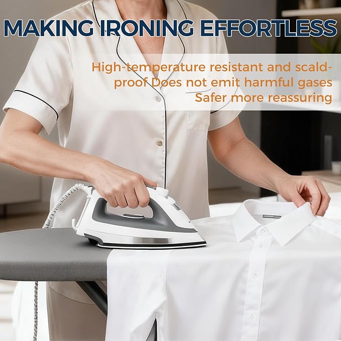 BEWISHOME Foldable Ironing Board,Compact Iron Board with Safety Iron Rest | and 7 Adjustable Heights , Ironing Stand with Cover and Pad for Heat Resistance, for Laundry Room 43" X 13" Grey KYB01B