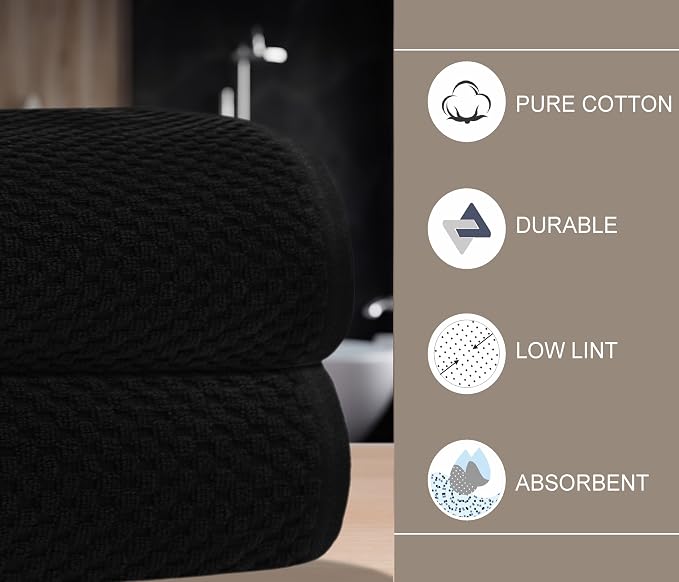 COTTON CRAFT Euro Spa Waffle Weave Bath Sheet - Set of 2 Black Towel Sheets | Pure 100% Ringspun Cotton Oversized Luxurious Towel Set - Soft Plush Super Absorbent Low Lint Quick Dry - 35 x 70 inches