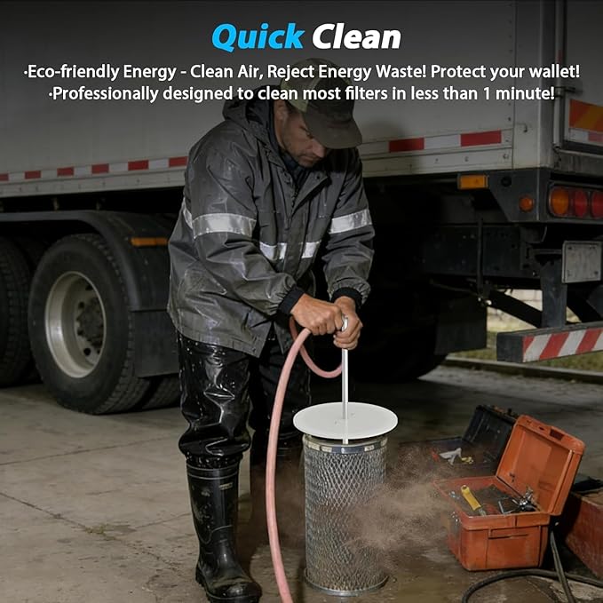 360° Rotating Filter Cleaner with Air, Compatible with Multiple Filter Cartridges, All-around Cleaning, Easy to Operate, Air-powered Cleaning