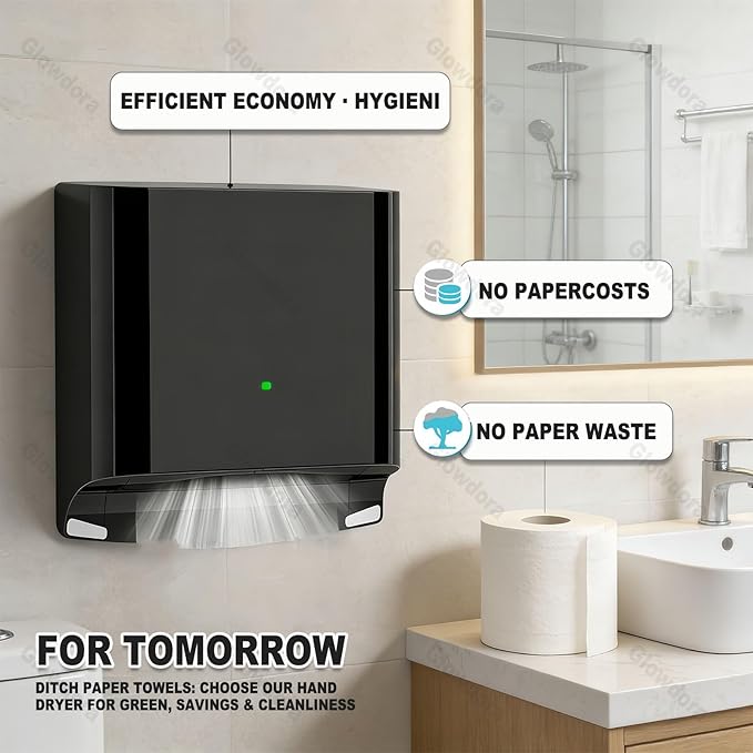 Compact Hand Dryer, Electric Hand Dryer, High Speed Automatic Hand Dryer, Commercial Or Household, Toilet Hand Dryer.Abs Housing.1250w Black
