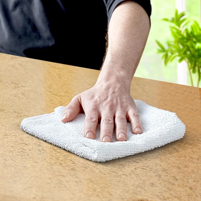 Avalon Towels Bar Towels (300 Pieces) Size 14x17 Inches – 100% Cotton, Absorbent and Reusable Cleaning Rags, Multipurpose Cleaning Towels, Terry Cloth Rags, Durable Shop Rags (White)