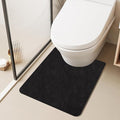 TYUU Toilet Rug, Thin Toilet Rugs U Shaped Washable Non Slip Absorbent Quick Dry Low Pile Toilet Mat, 20"x24" U Shape Black