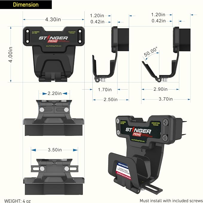 Stinger Prime Gun Magnet Mount, w/Trigger Guard Protection, Magnetic Gun Mount for Car, Truck, Desks, Safes, Walls, Gun Magnet for Handgun Rifle Shotgun Pistol Revolver