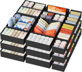 DIMJ Drawer Organizer Clothes, 28Pack Dresser Organizer, Foldable Closet Organizers and Storage, Fabric Dresser Bins, Drawer Dividers for Nursery, Baby Clothes, Underwears, Sock,Black