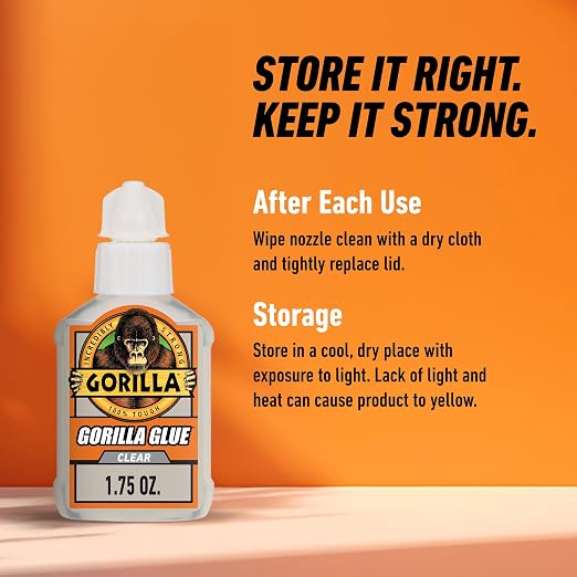 Gorilla Clear Glue, 1.75 Ounce Bottle (Pack of 2) - Crystal Clear, All Purpose, and Water Resistant