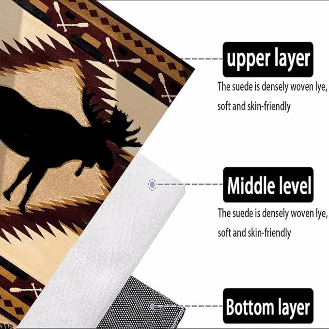 Vintage Bohemain Moroccan Deer Rugs 5ft for Bedroom Non-Slip Abstract Pine Cone Round Area Rug Office Decor Low Pile Elk Farmhouse Mat