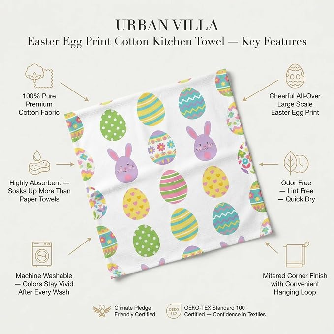 Urban Villa Kitchen Towels Cotton Dish Towels 20”x30” (Set of 6) Egg Print