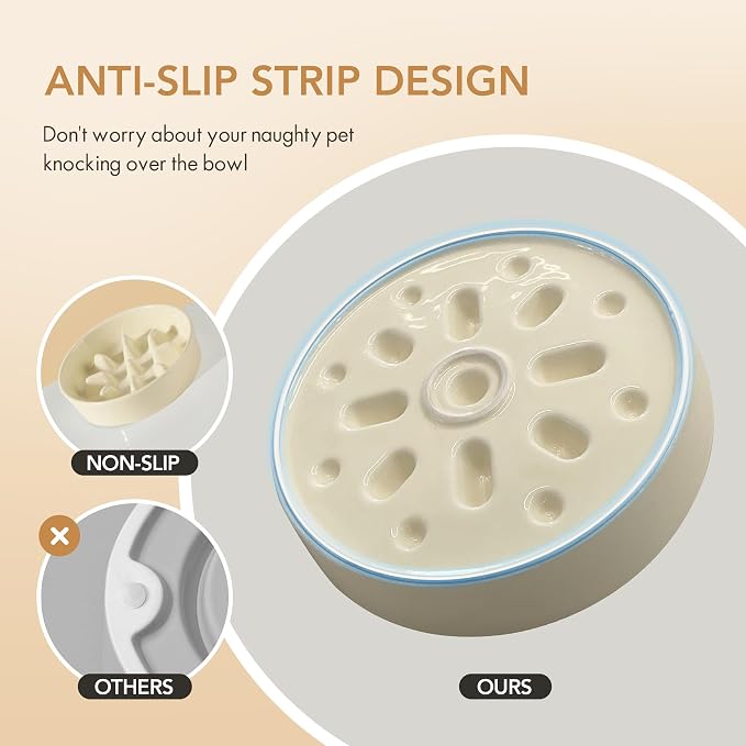 Havniva Dog Bowls Slow Feeder, Ceramic Slow Feeder Dog Bowls for Fast Eater | 1.2 Cups Dog Food Bowl Puzzle Feeder, Slow Feeding Bowls for Small & Medium Breed, Non-Slip Base, Anti-Choking
