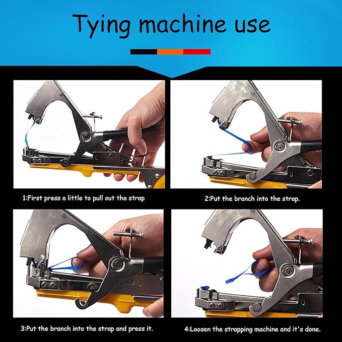 Plant Tying Machine Plant Tying Machine with Green Tape Plant Tape Gun Plant Tying Machine Tool Plant Strapping Machine Garden Agricultural Tools for Grape Tomato Cucumber Vine, Yellow