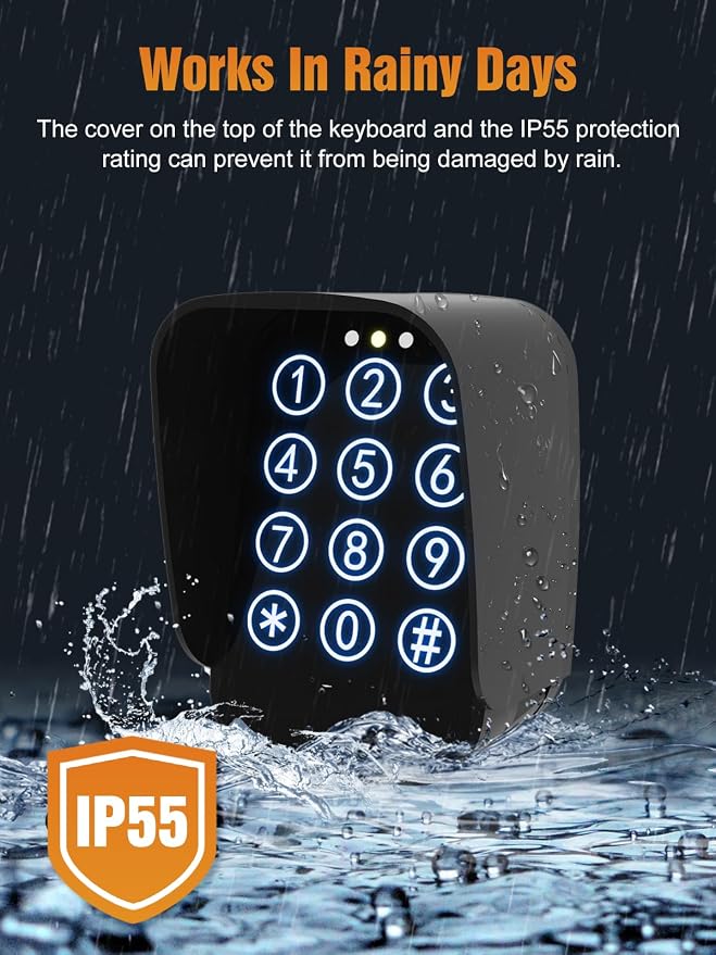 JUJIANG TKM-01 Touch Panel Wireless Gate Keypad with Outdoor Keypad Cover Digital Code Entry Access Control Keypad for Automatic Swing Sliding Gate Opener Garage Door Opener Remote Operator Accessory