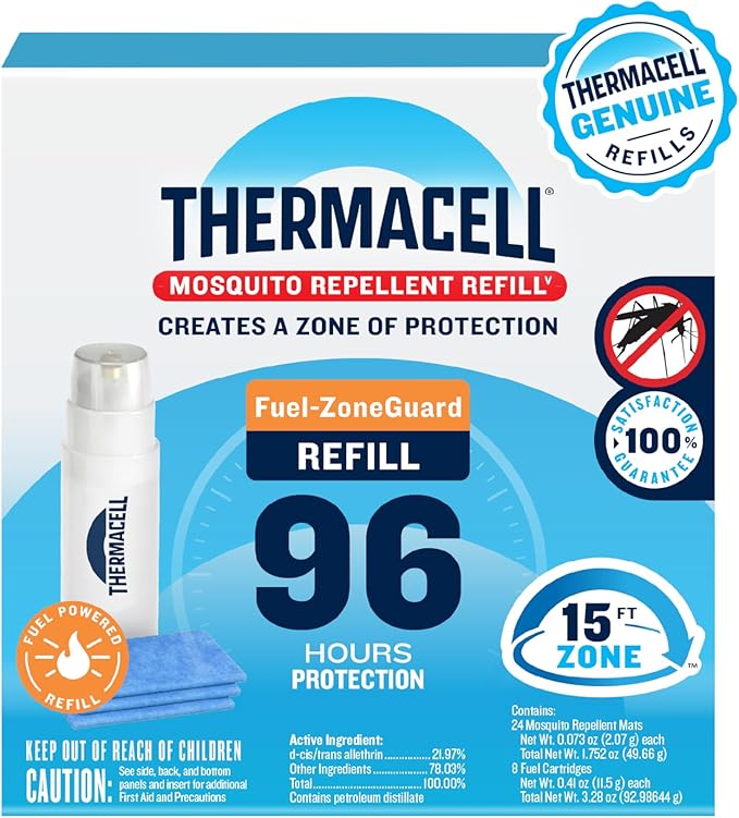 Thermacell Fuel-ZoneGuard Mosquito Repellent Refill; 15-Foot Zone of Scientifically Proven Outdoor Protection; Fuel-Powered; Patio Shield; 72-Hr Refill; Bug Spray Alternative; Scent Free; DEET-Free