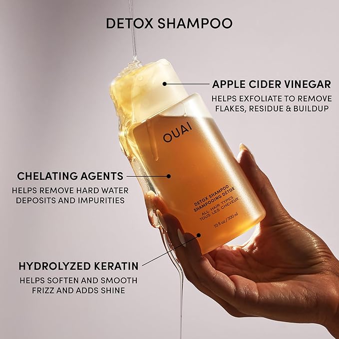 OUAI Hair Care Set - Clarifying Shampoo & Exfoliating Scalp Scrub - Deep Cleansing & Balancing - Hair Care Kit with Detox Shampoo & Travel Size Sugar Scrub for Scalp (2 Count)