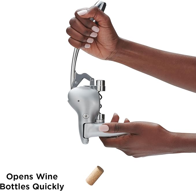 Rabbit Lever Corkscrew Wine Opener with Built-In Foil Cutter – Easy-to-Use Manual Wine Bottle Opener for All Cork Types, Ergonomic Design for Effortless Uncorking