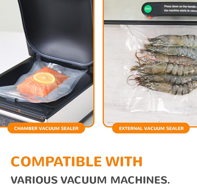 Wevac Vacuum Sealer Bags, Multiple Sizes, 200Pack Precut Bags, 6 Vac Rolls | 11''x20', 8''x20' 3 Rolls, Quart 8"x12" ,Pint 6"x10" 100pcs, BPA Free, Bulk Food Storage, Meat, Work with All the Vacuumer