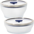 Anyday 4-Pc Microwave Cookware Set with Glass Lids (Blueberry) | Large, Food Storage, Plastic-Free Containers, Stackable Steamer with Vented Lid, Microwave-Safe, Steaming Vegetables, Rice