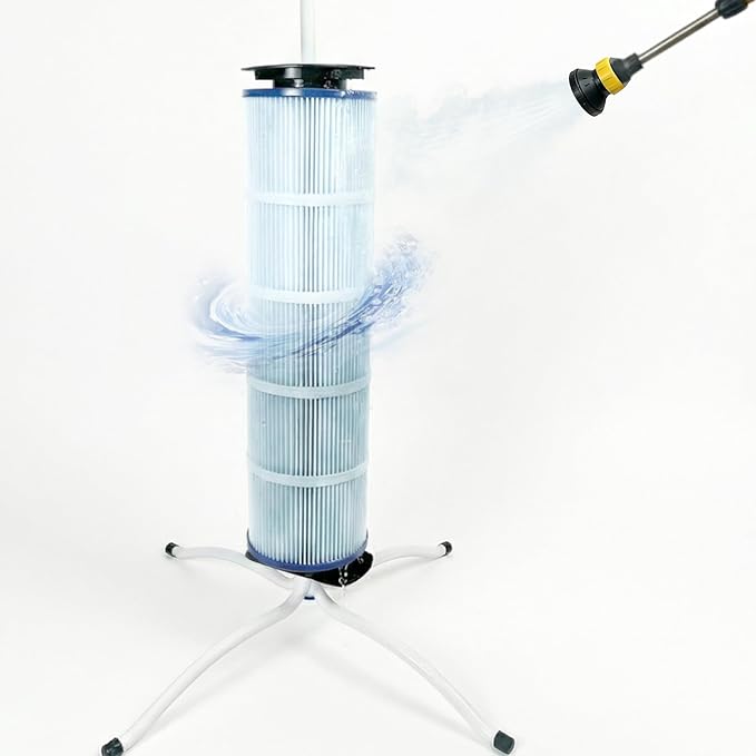 Pool Cartridge Filter Cleaning Stand with Installation Tool Kit & Hands-Free Design for Easy Removal & Reinstall – Fits 3", 4", 6" Filters