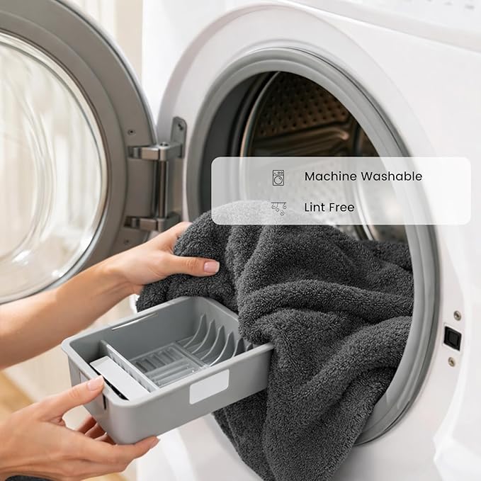 SEMAXE Bath Towel Set, 8 Piece Towel Set for Bathroom, Quick Dry Cotton Towels with Hanging Loops, Easy Care, Grey
