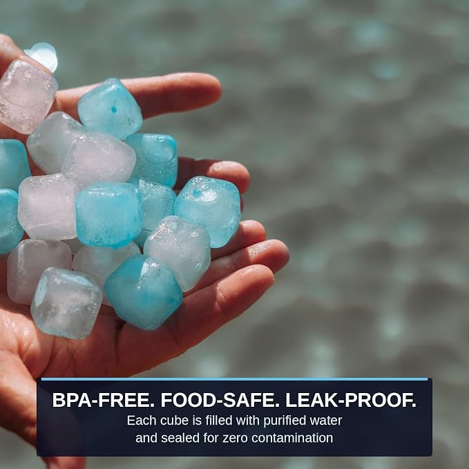 Reusable Ice Cubes for Coolers - Mega Freeze 10.5 lb Bag, 335 Blue Ice Cubes Use in Drinks, Lunch Boxes, Fishing, Refreezable Party Ice, Ice Bath