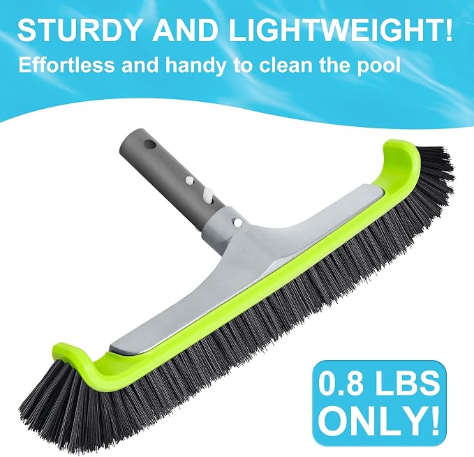 Sepetrel Upgraded Pool Brush Head for Cleaning Pool Walls,Heavy Duty Inground/Above Ground Aluminum Swimming Pool Scrub Brushes with Curved Ends & Premium Strong Bristle