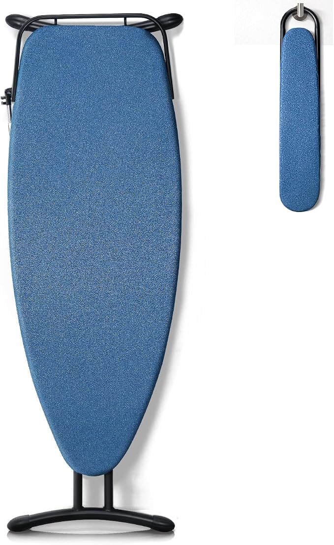 Duwee 18"x48" Deluxe Ironing Board with Retractable Iron Rest | Extra Wide Ironing Board,Heat Resistant Cover and Thicken Padding,Thicken Steel Top Board,with sleeve board,Adjustable Height
