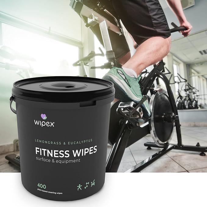 Wipex Gym Cleaning Wipes Bundle - Get (1) 400ct Lemongrass Surface Wipes & (1) 225ct Body Cloths for After Workout, Plant-Based Fitness Equipment Wipes, Clean Surfaces & Mats and Peloton Bike