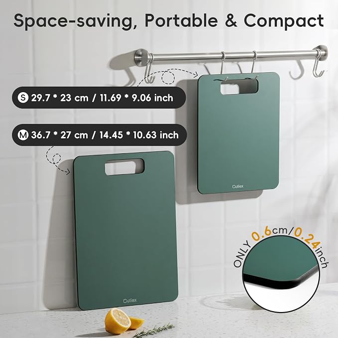 Wood Fiber Cutting Board Set of 2, Dishwasher Safe, Non-Toxic | BPA-Free Composite Cutting Board for Kitchen, Non-Slip, Non-Porous Chopping Board for Meat Vegetable Fruit Bread - Green
