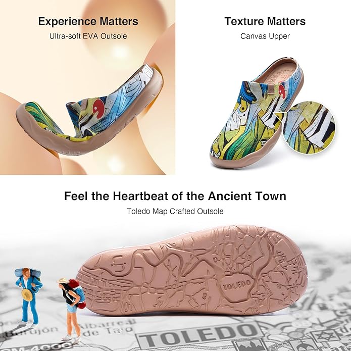 UIN Men's Mules Slipper Loafers Lightweight Mules Walking Casual Clogs Comfort Household Slip Ons Art Painted Travel Shoes Malaga Marine World