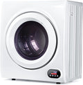 Euhomy Compact Laundry Dryer, 2.65 cu ft Front Load Stainless Steel Clothes Dryers With Exhaust Pipe, 1400W, LCD Control Panel Four-Function Portable Dryer For Apartments, Home, Dorm, White