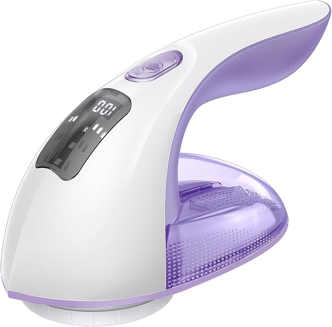 Ruidla Rechargeable Fabric Shaver and Lint Remover, 3-Speed Adjustable | Sweater Shaver with 6-Leaf Replaceable Stainless Steel Blades, 2.6Inch Large Mesh,Removable Bin for Clothes Fuzz,Lint(Purple)