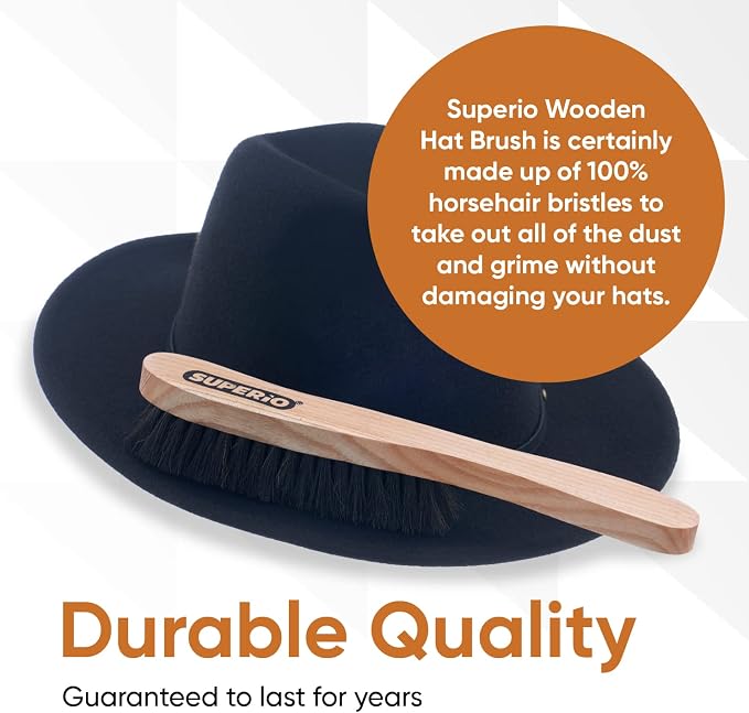 Hat Brush Horsehair Felt Hat Cleaner, Horse Hair Brush for Baseball Cap, Cowboy Hats, Shoes, and Clothes Brush, Soft Bristles Wooden Cleaning Brush, Durable Dust and Lint Remover, 3 Pack - Superio