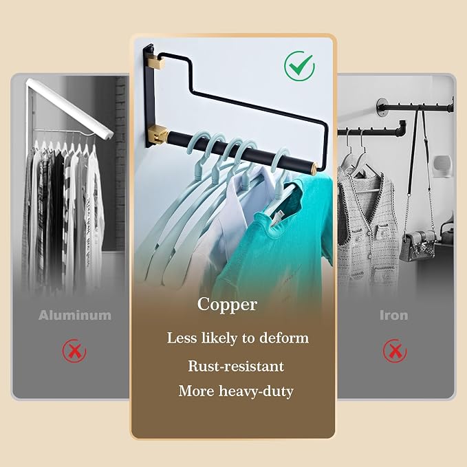 Folding Clothes Hanger Drying Rack Black Wall-Mounted Clothes Organizer for Laundry Room Closet Storage