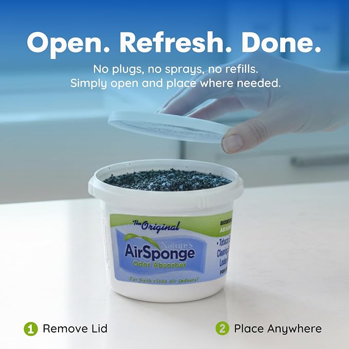Nature's Air Sponge Odor Absorber, 1 Lb - 12 Pack, Set of 12 | Activated charcoal odor absorber: soap-based gel with charcoal for pollutant odor absorption, 12 pack for multiple rooms