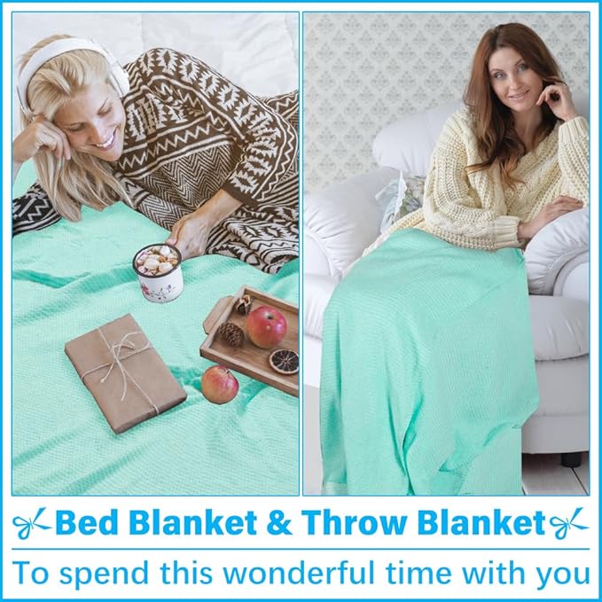 Vikumond Turkish Beach Towel Blanket Oversized 88x82 Inch Quick Dry Aqua | Lightweight Compact Portable Sand Free Absorbent Boho Woven Throw for Pool Swimming Picnic Camping Cruise Outdoor Essentials