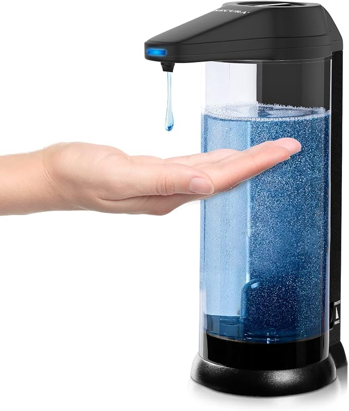 Secura 17oz Automatic Liquid Soap Dispenser, Touchless Battery Operated Hand Soap Dispenser with Adjustable Soap Dispensing Volume Control Dial, Personal Care Dispenser (Black)