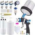 HVLP Air Spray Gun Kit Includes 10 Disposable 650ml Paint Cups with 1.4/1.7/2.0mm Nozzles. The Automotive Paint Spray Gun can be Used for Primer, Clear Topcoat Application (Blue)