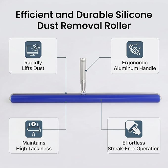 EVGATSAUTO Silicone Sticky Roller for Dust Removal, Manual Operation, 20 Inches Long, Heat, for Kitchen