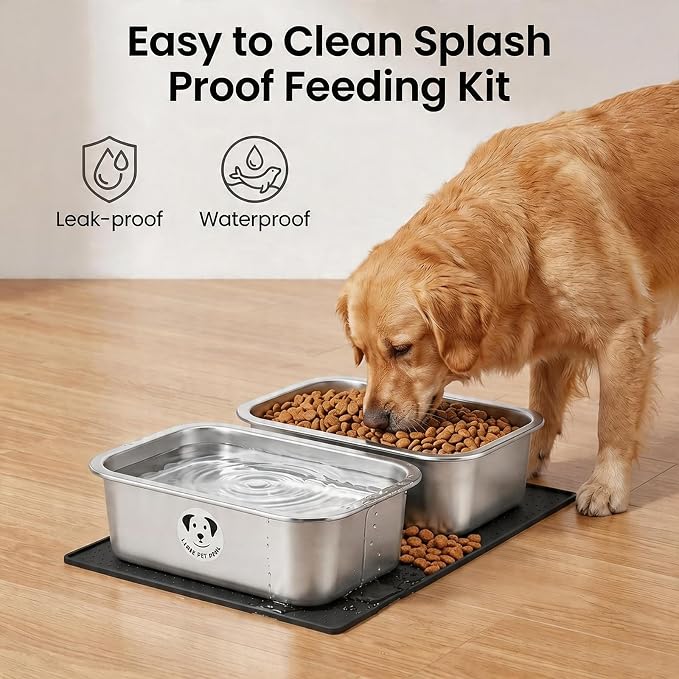 2 Pack Stainless Steel Dog Bowls for Large Dogs with Non-Slip Mat, High Capacity Metal Dog Food Bowls, Food and Water Bowl for Larges, X-Large, and Big Dogs 1.25 Gallons