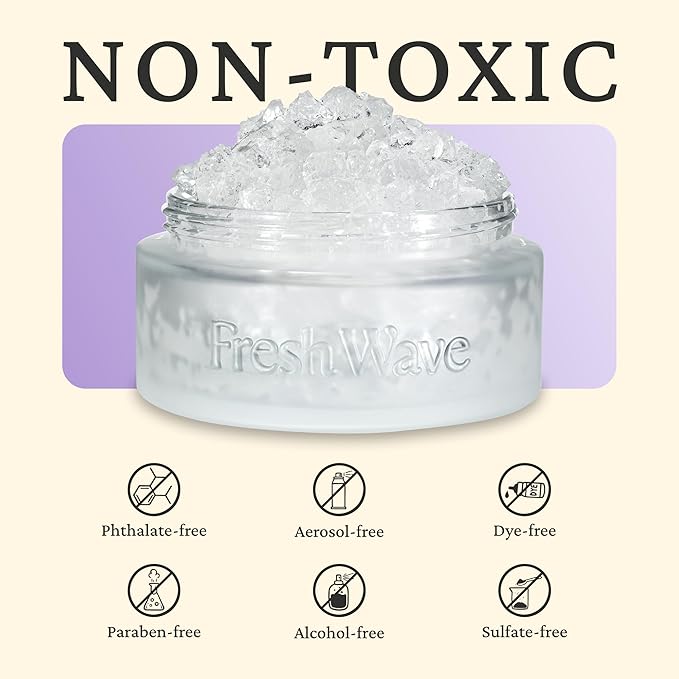 Fresh Wave Odor Removing Gel Eco-Refill, 63 oz. Lavender Scent | 2 Empty Refillable Glass Jars | 2 Room Set