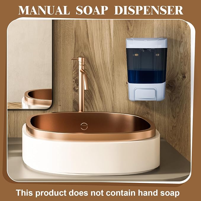 Hushee 6 Pcs Plastic Wall Mounted Soap Dispenser Commercial Manual Soap Dispenser Containers for Kitchen Shower Hotel(Brown,27 oz 800 ml)