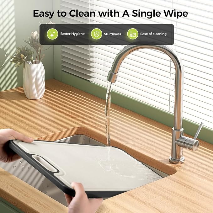 Titanium Cutting Board Double Sided Food Grade, Pure Titanium/PP for Kitchen, Cutting Board Easy to Clean[15.5”*10.5”+12”*8.5”]