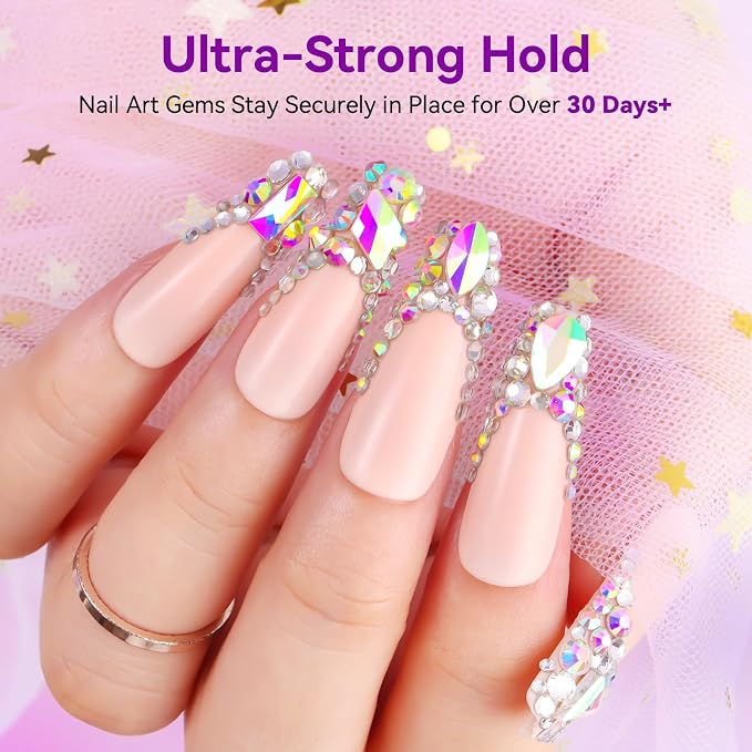 Makartt Rhinestone Glue for Nail: Super Strong UV Gel 12-Pack 30ml | 30-Day Hold, UV/LED Cured, Large Charms, Flatback Rhinestones, Small Beads and Pearls, 3D Sculpting, DIY and Salon Use